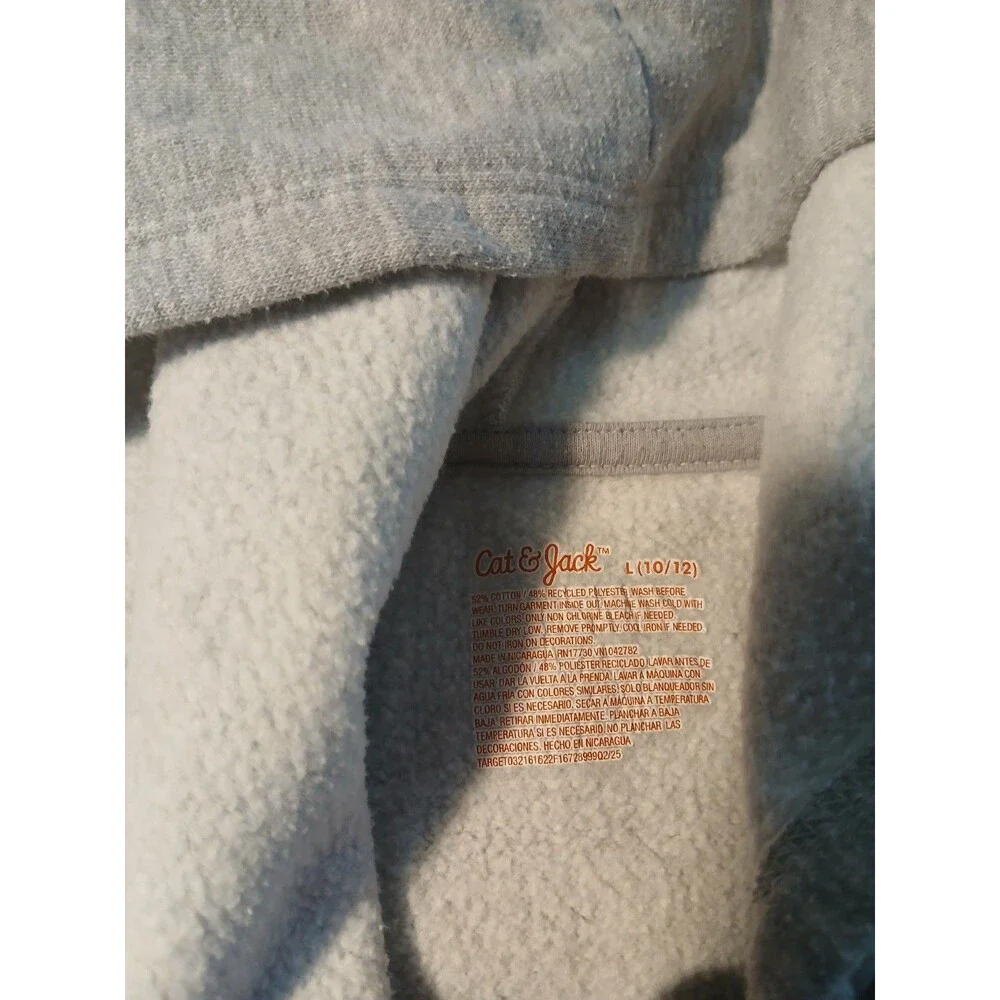 Cat & Jack Youth Light Grey Smiley Face Full-Zip Hoodie Size L 10-12